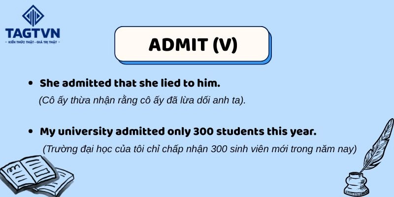 Nghĩa của admit là gì? và Admit to V hay Ving.