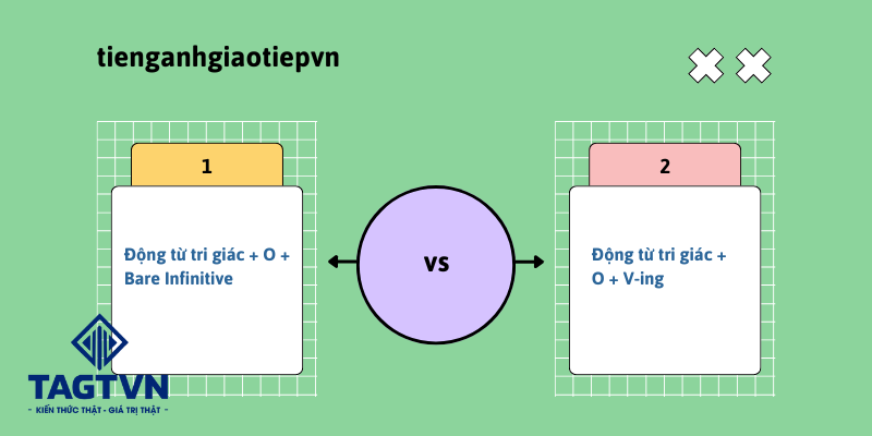 Các dạng cấu trúc khi sử dụng động từ tri giác.