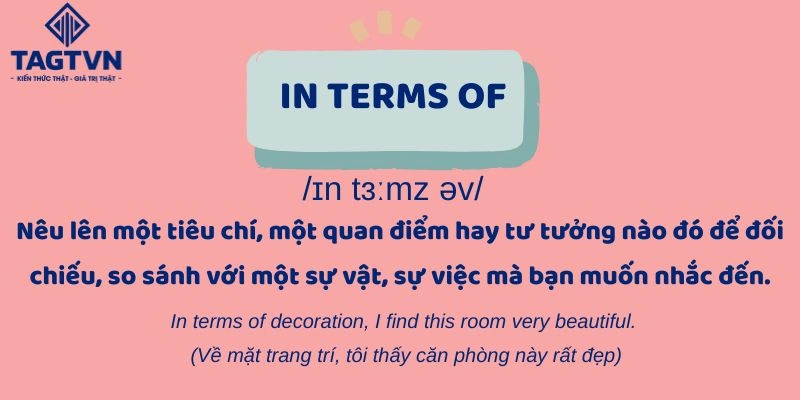 Ý nghĩa cụ thể của in terms of trong từng trường hợp