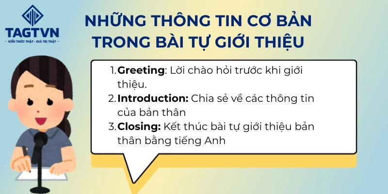 Những thành phần chính trong một bài tự giới thiệu bản thân bằng tiếng Anh.